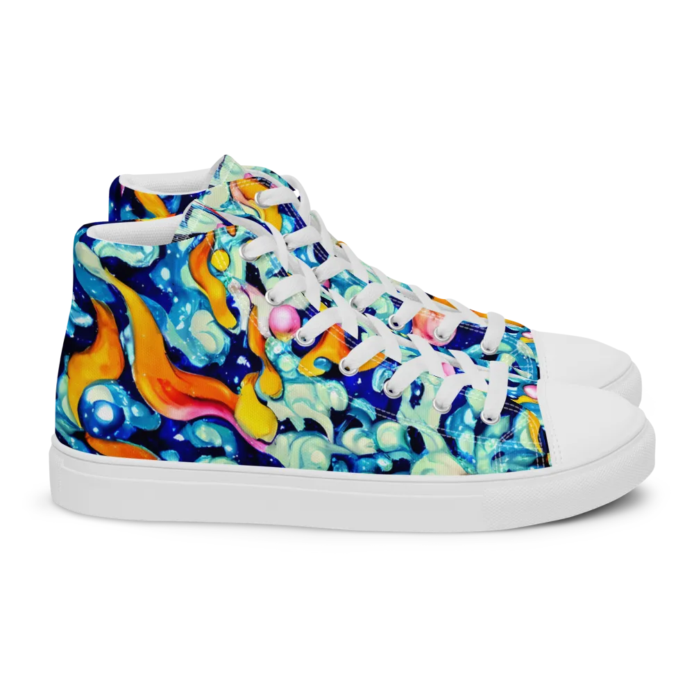 Saturated Splash on Women's High Top Canvas Shoes — Right