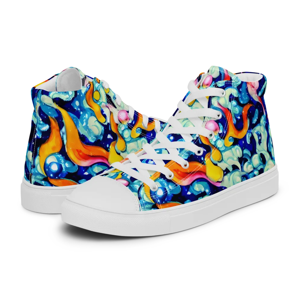Saturated Splash on Women's High Top Canvas Shoes — Left