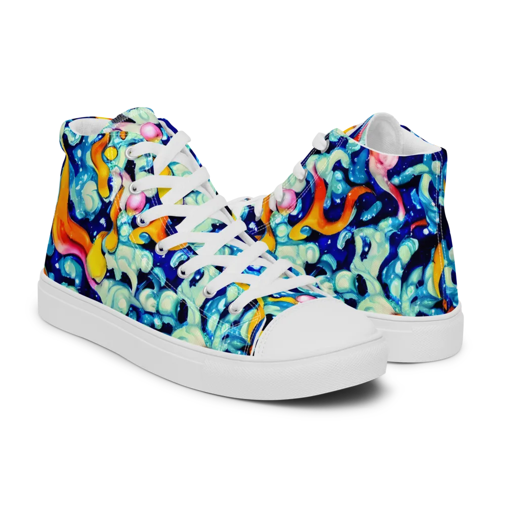 Saturated Splash on Women's High Top Canvas Shoes — Right