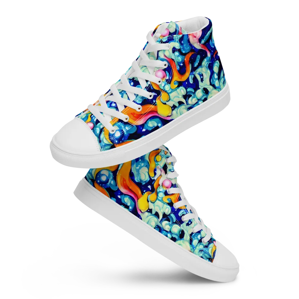 Saturated Splash on Women's High Top Canvas Shoes — Front