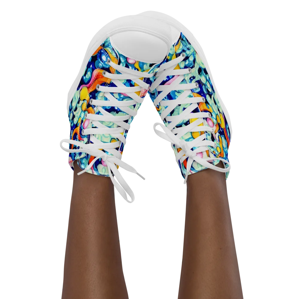 Saturated Splash on Women's High Top Canvas Shoes — Front