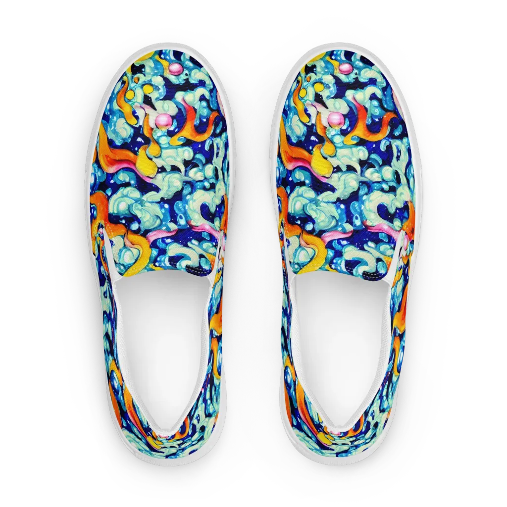 Saturated Splash on Men's Slip-On Canvas Shoes — Front