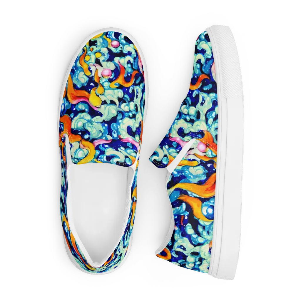 Saturated Splash on Men's Slip-On Canvas Shoes — Front