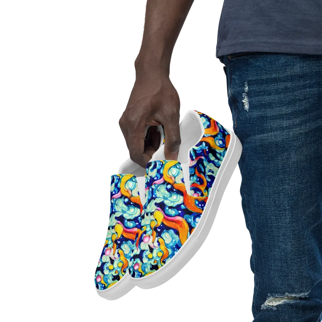 Saturated Splash on Men's Slip-On Canvas Shoes — Left Front