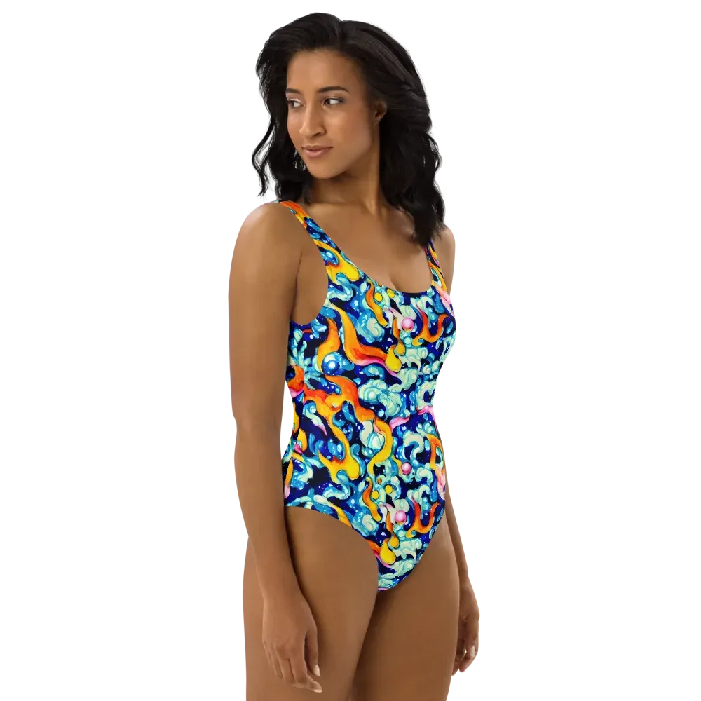 Saturated Splash on One-Piece Swimsuit — Right