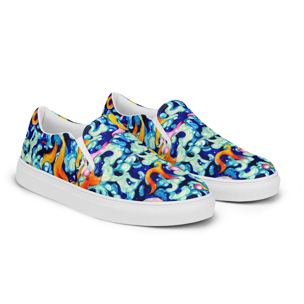 Saturated Splash on Women's Slip-On Canvas Shoes — Right Front