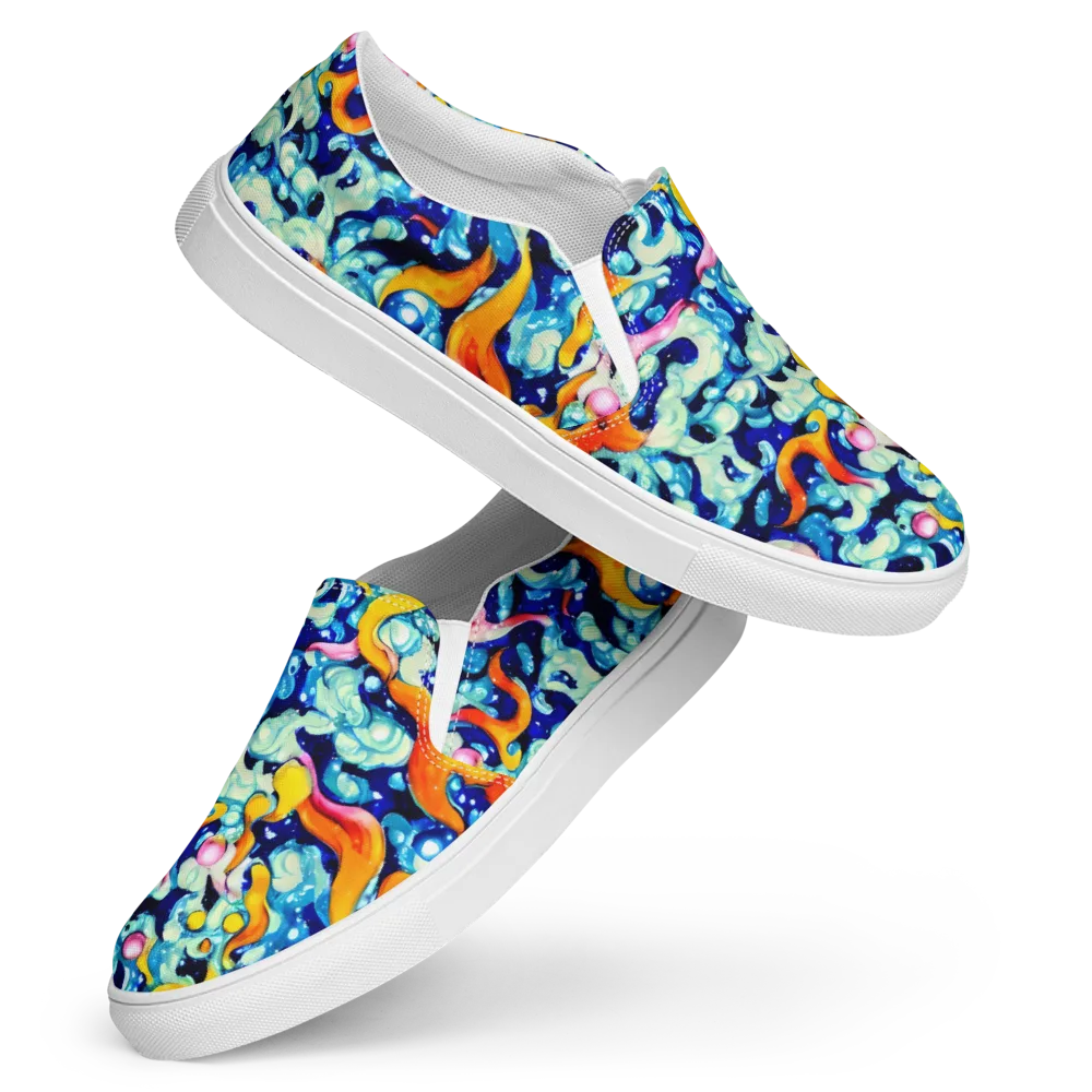 Saturated Splash on Women's Slip-On Canvas Shoes — Front