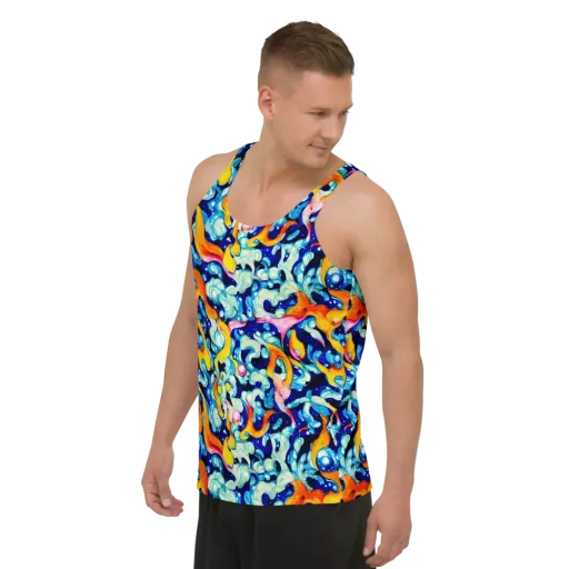 Saturated Splash on a Men's Tank Top