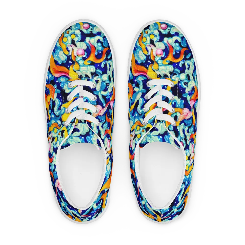 Saturated Splash on Men's Lace-Up Canvas Shoes — Front