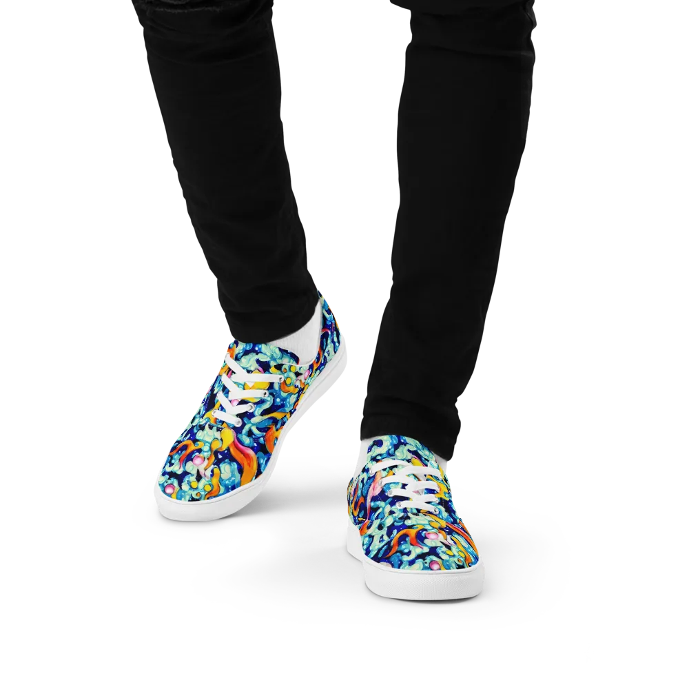 Saturated Splash on Men's Lace-Up Canvas Shoes — Front