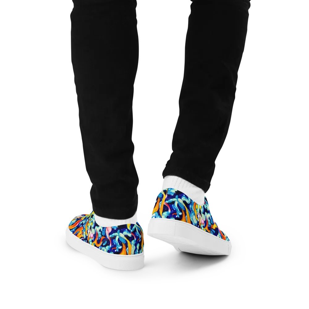 Saturated Splash on Men's Lace-Up Canvas Shoes — Back