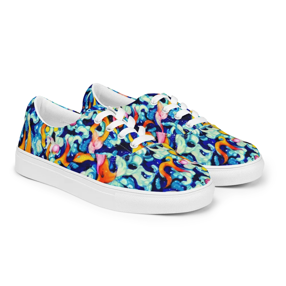 Saturated Splash on Men's Lace-Up Canvas Shoes — Right Front