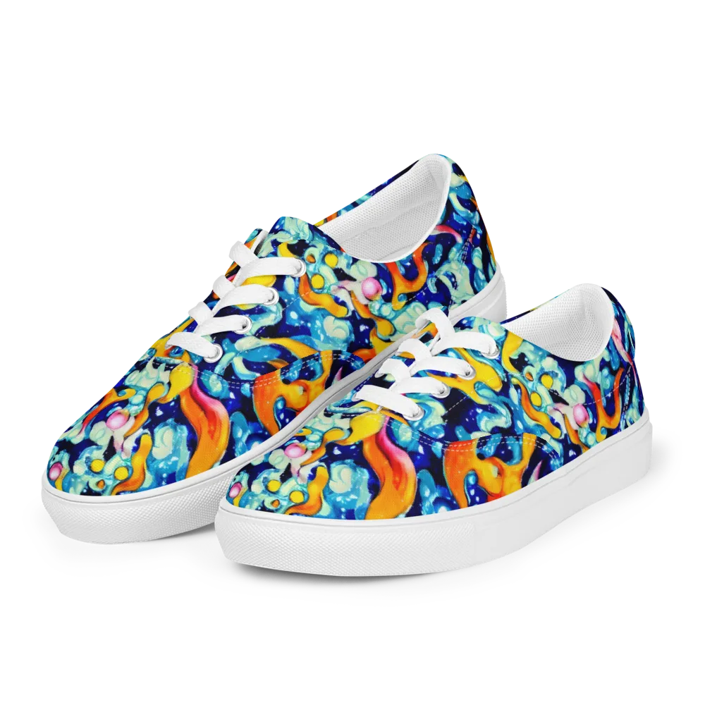 Saturated Splash on Men's Lace-Up Canvas Shoes — Left Front