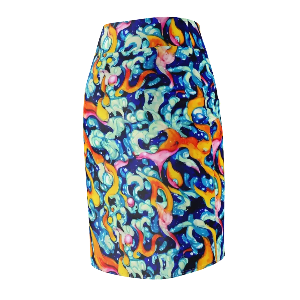 Saturated Splash on Pencil Skirt — Back Side