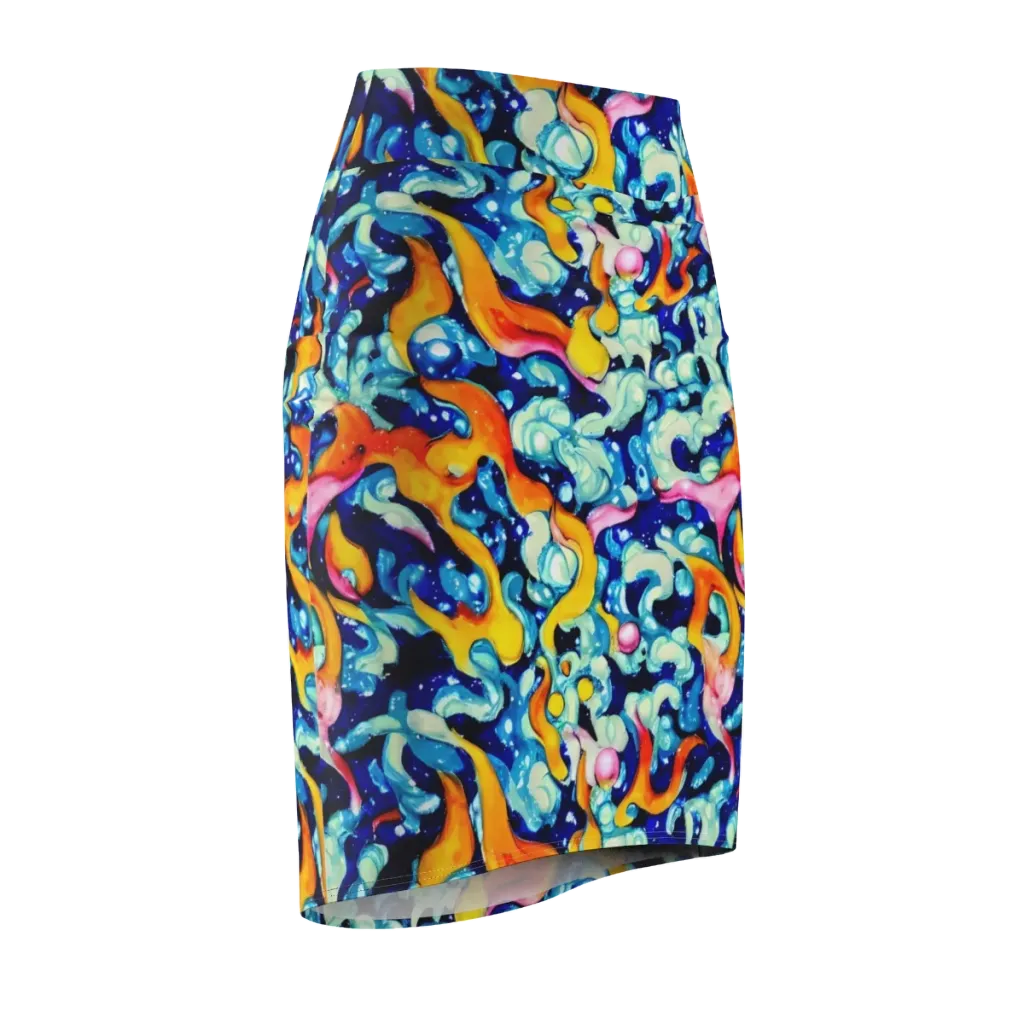 Saturated Splash on Pencil Skirt — Front Side