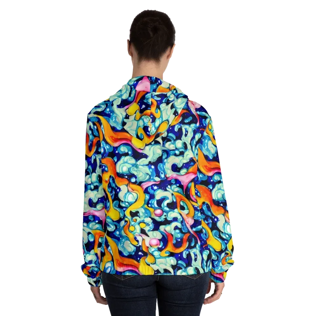 Saturated Splash on Women's Full-Zip Hoodie — Back On Person