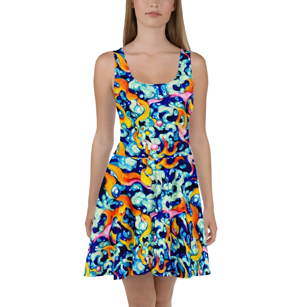 Saturated Splash on Skater Dress — Front