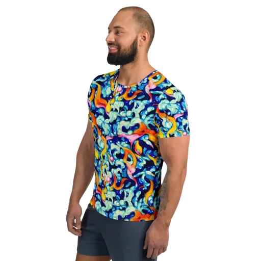 Saturated Splash on a Men's Athletic T-Shirt