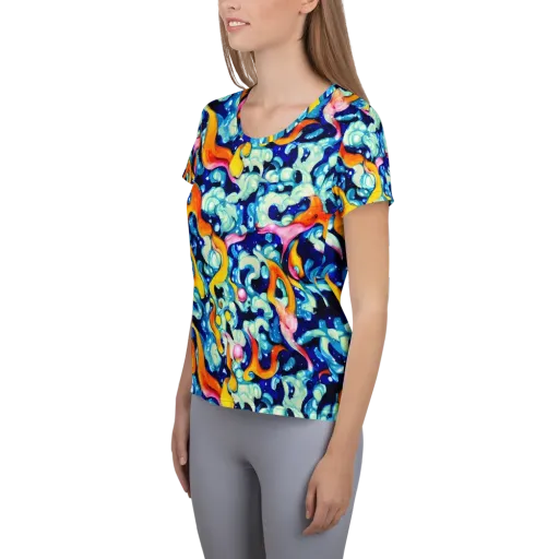 Saturated Splash on a Women's Athletic T-Shirt