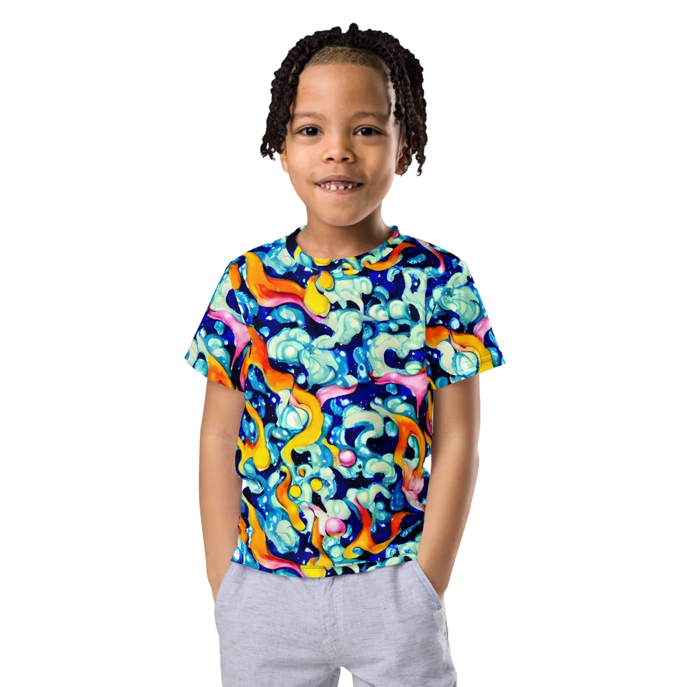 Saturated Splash on Kids Crew Neck T-Shirt — Front