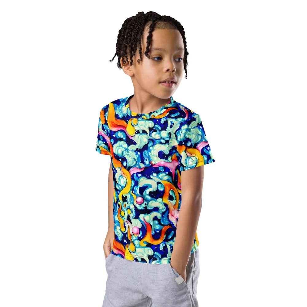 Saturated Splash on Kids Crew Neck T-Shirt — Left Front