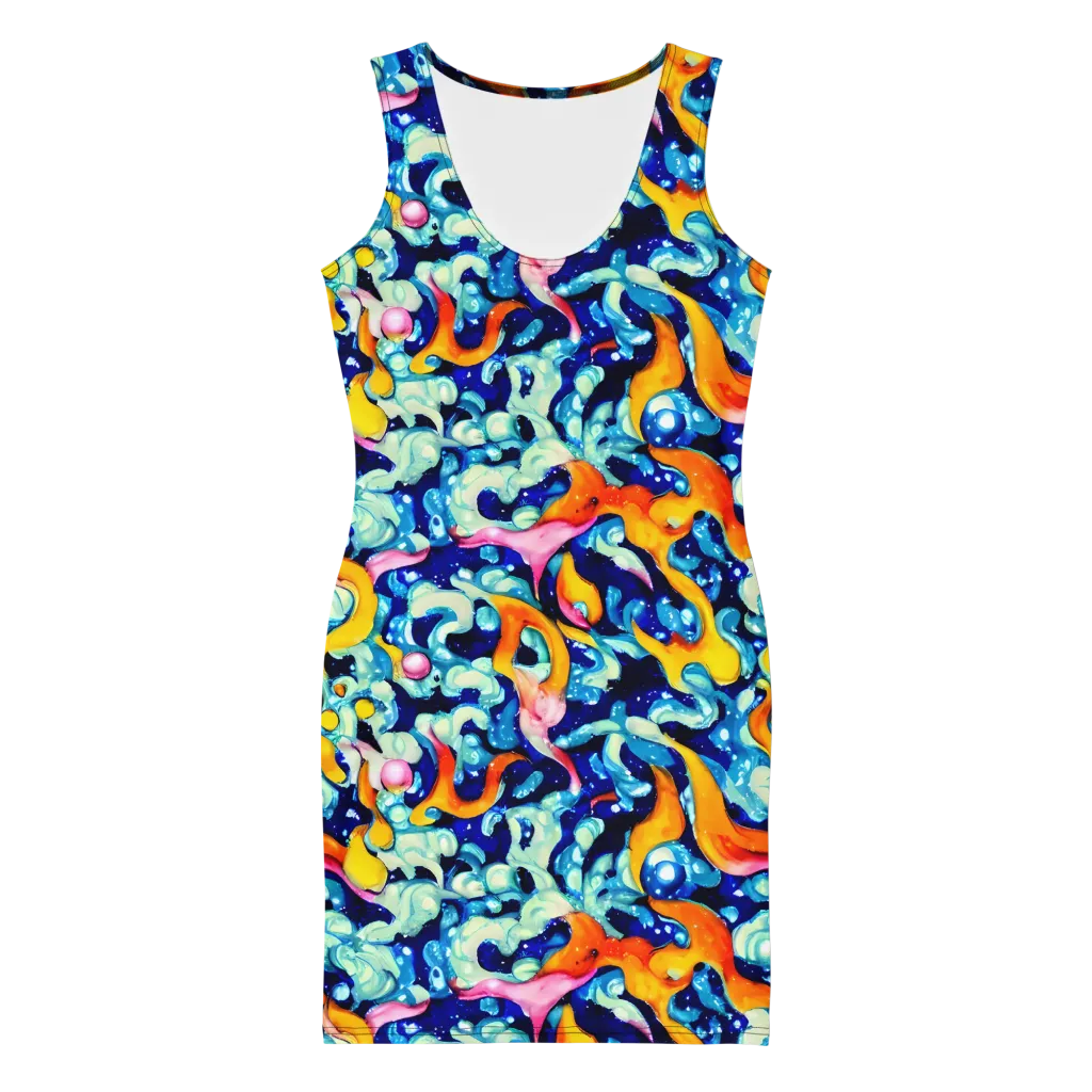 Saturated Splash on Bodycon Dress — Front