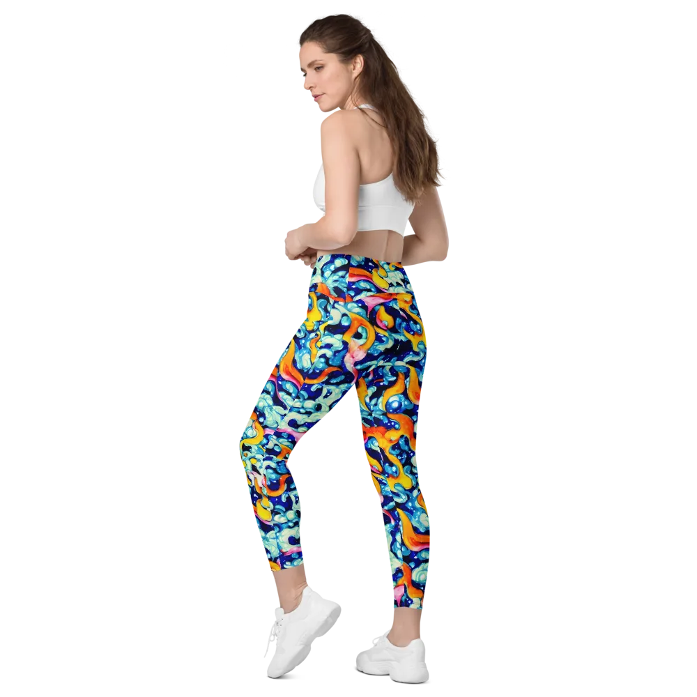 Saturated Splash on Leggings with Pockets — Left Back