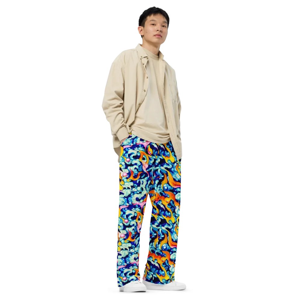 Saturated Splash on Wide-Leg Pants — Right Front