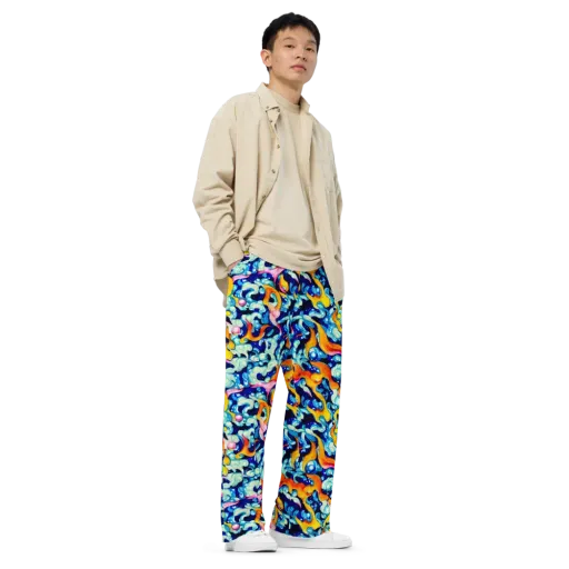 Saturated Splash on a Wide-Leg Pants
