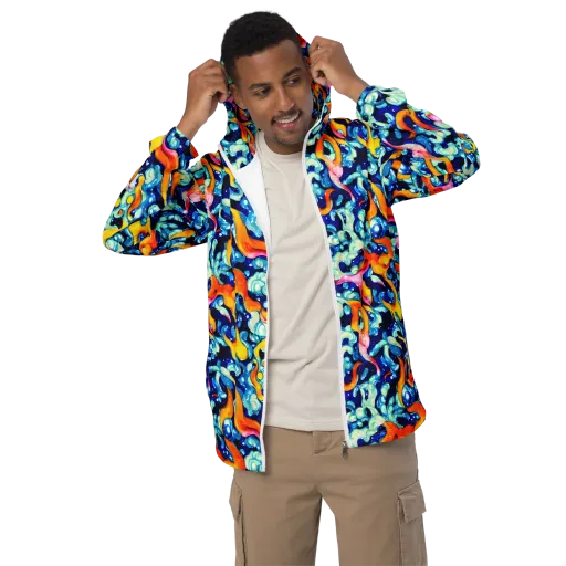 Saturated Splash on a Men's Windbreaker