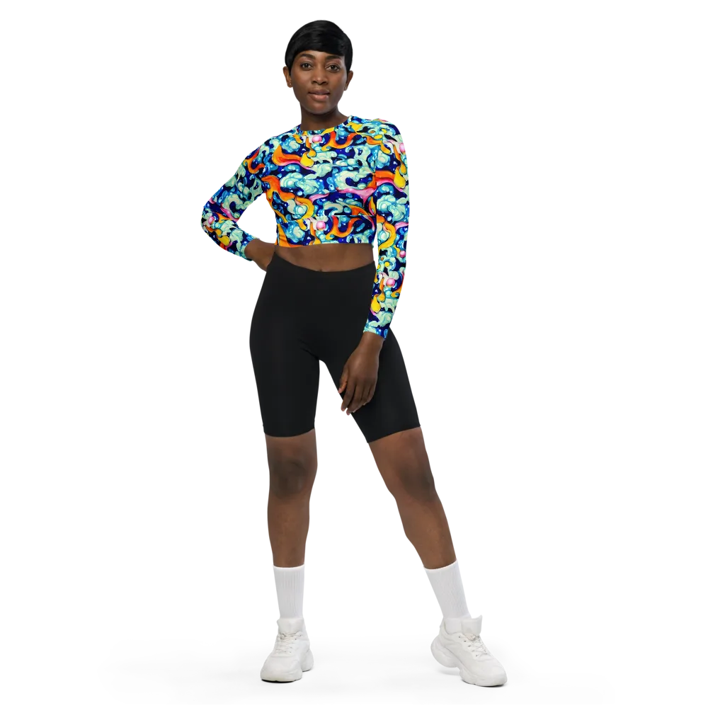 Saturated Splash on Long Sleeve Crop Top — Front