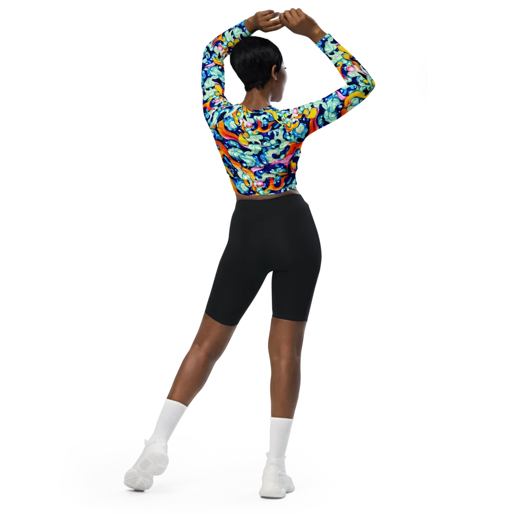 Saturated Splash on Long Sleeve Crop Top — Back