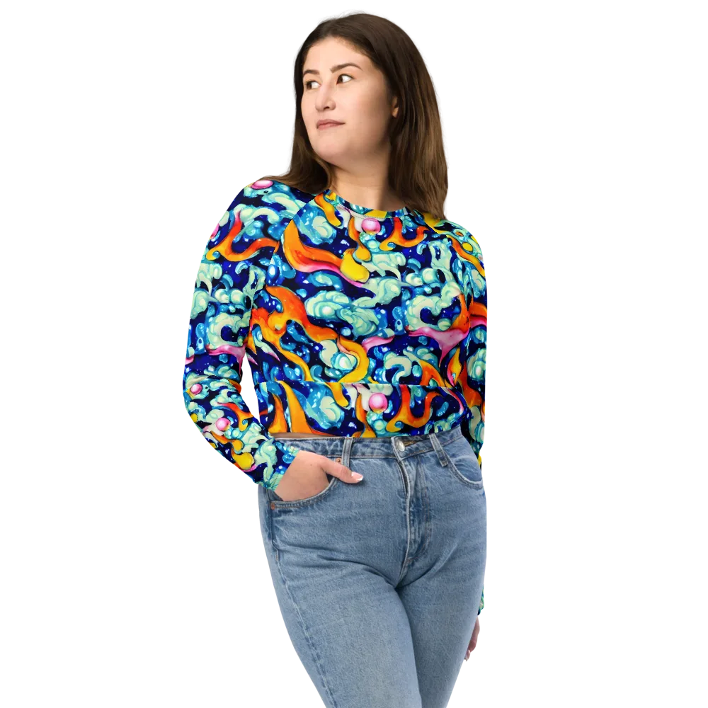 Saturated Splash on Long Sleeve Crop Top — Front