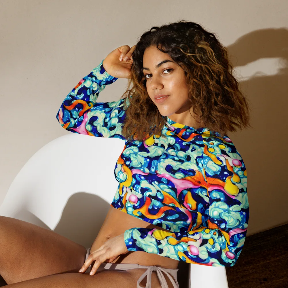 Saturated Splash on Long Sleeve Crop Top — Left Front