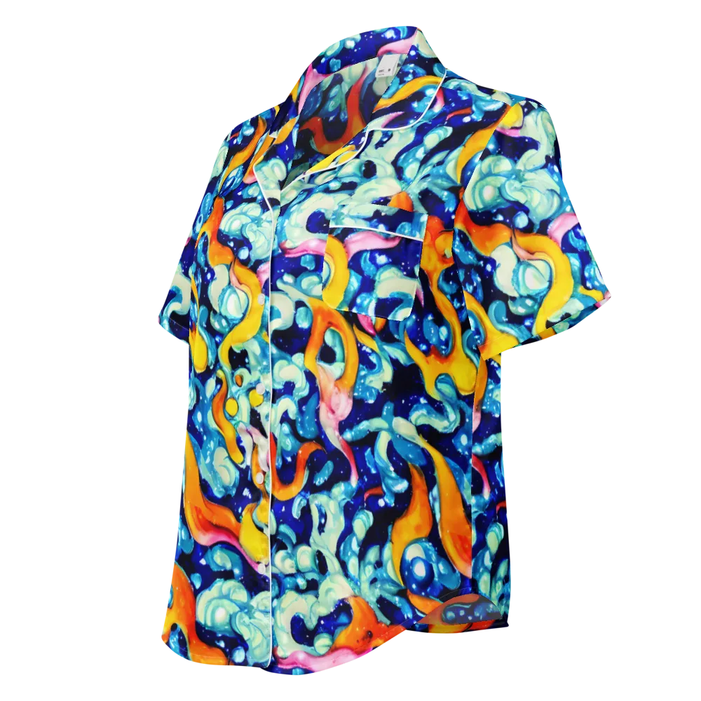 Saturated Splash on Women's Short Sleeve Pajama Top — Left Front