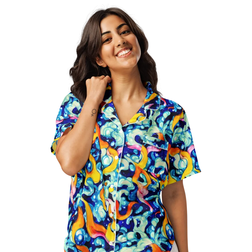 Saturated Splash on Women's Short Sleeve Pajama Top — Front