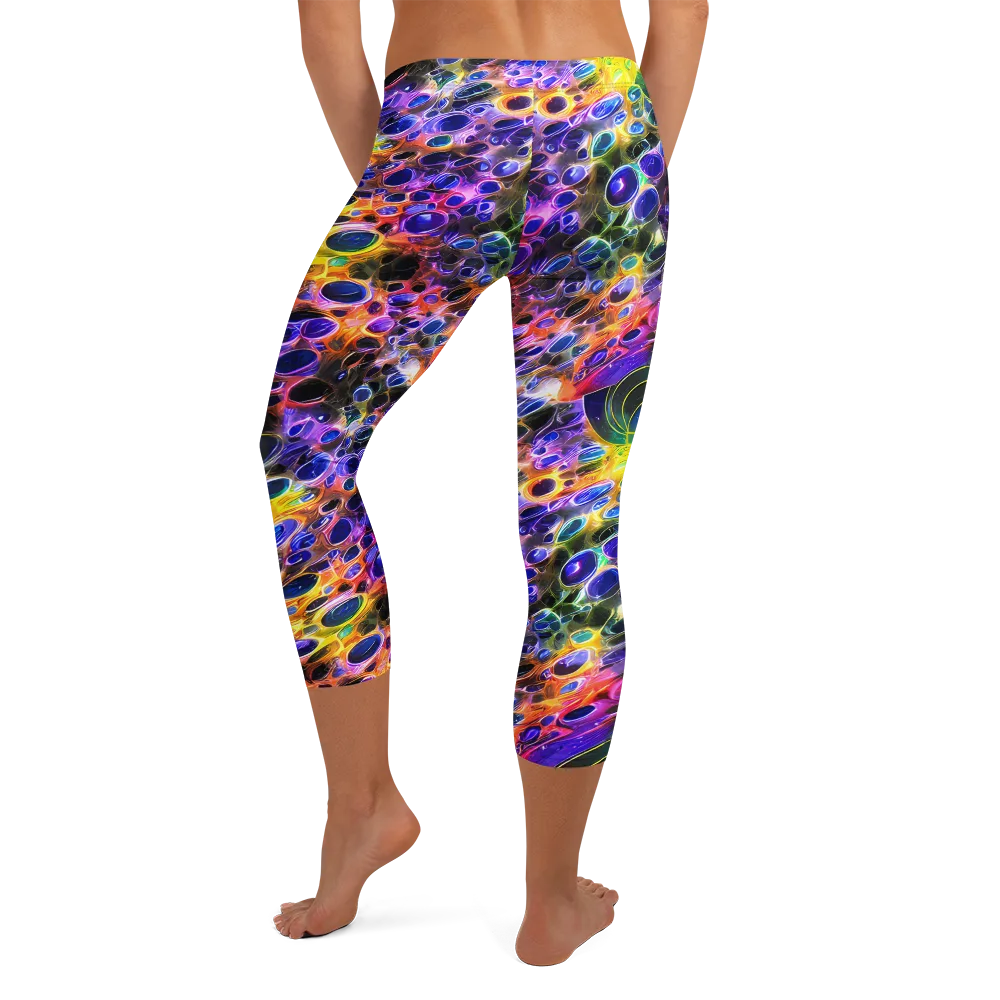 Neon Orbits on Capri Leggings — Back