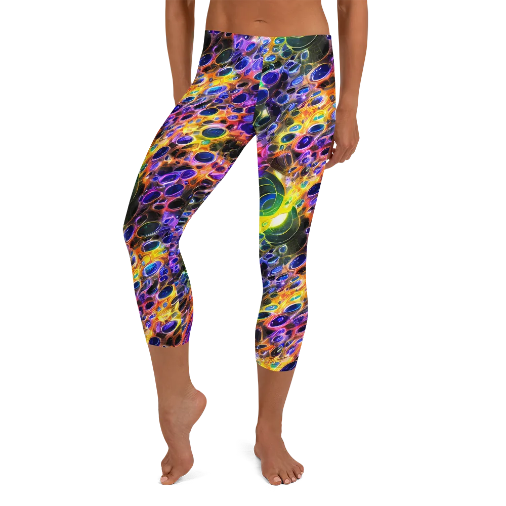 Neon Orbits on Capri Leggings — Front