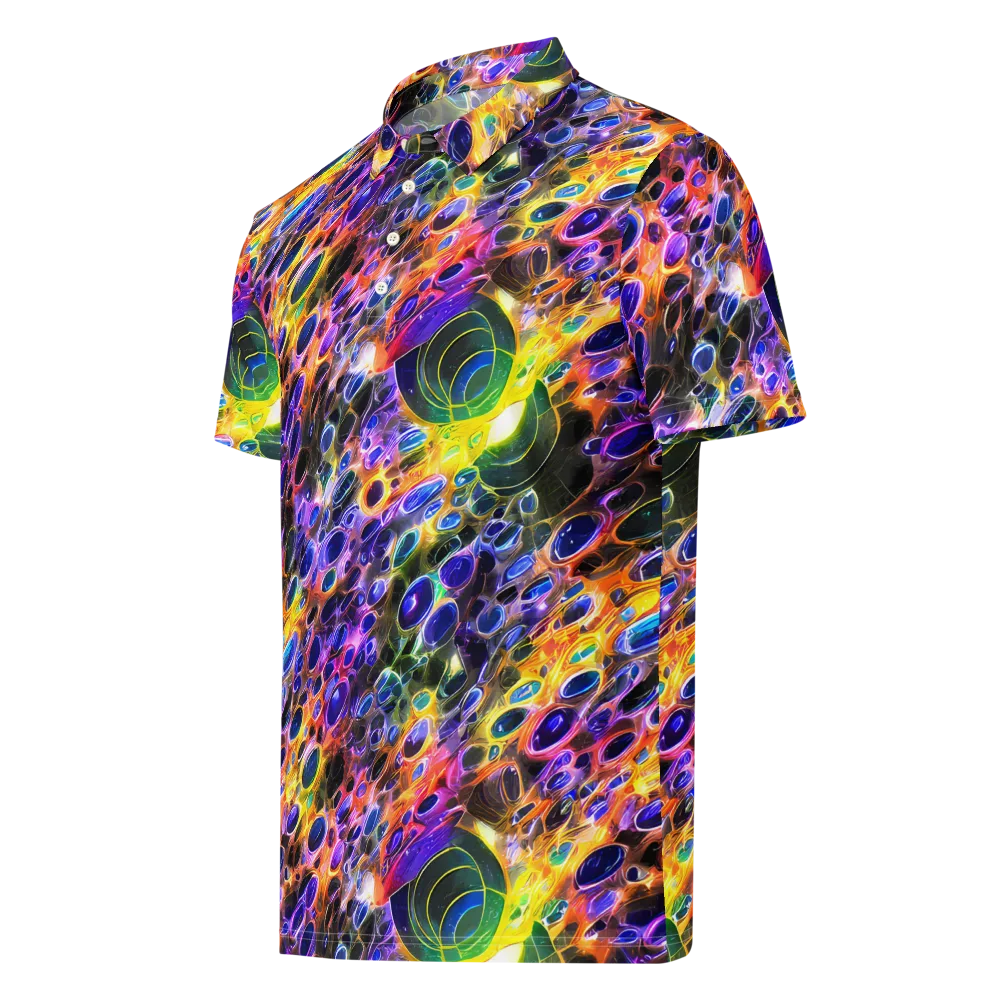 Neon Orbits on Men's Slim Fit Polo Shirt — Left Front