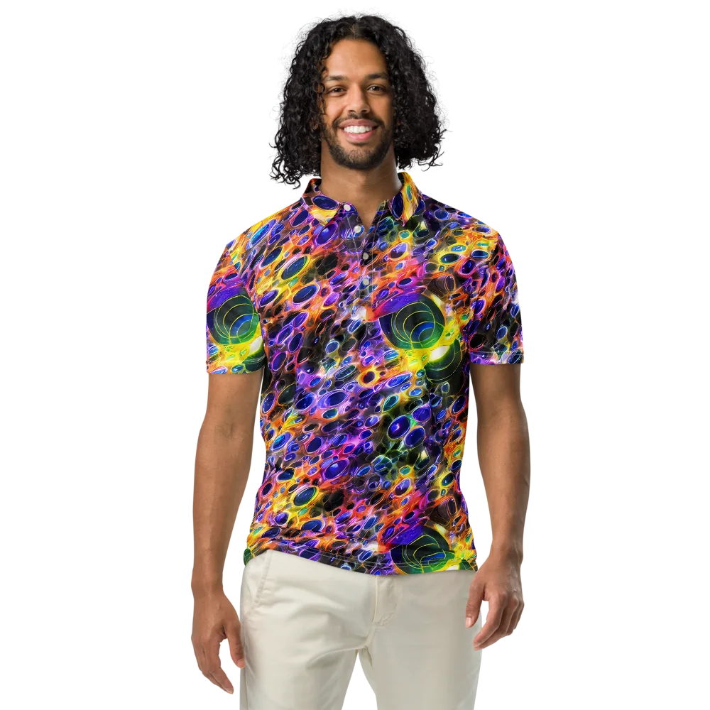 Neon Orbits on Men's Slim Fit Polo Shirt — Front