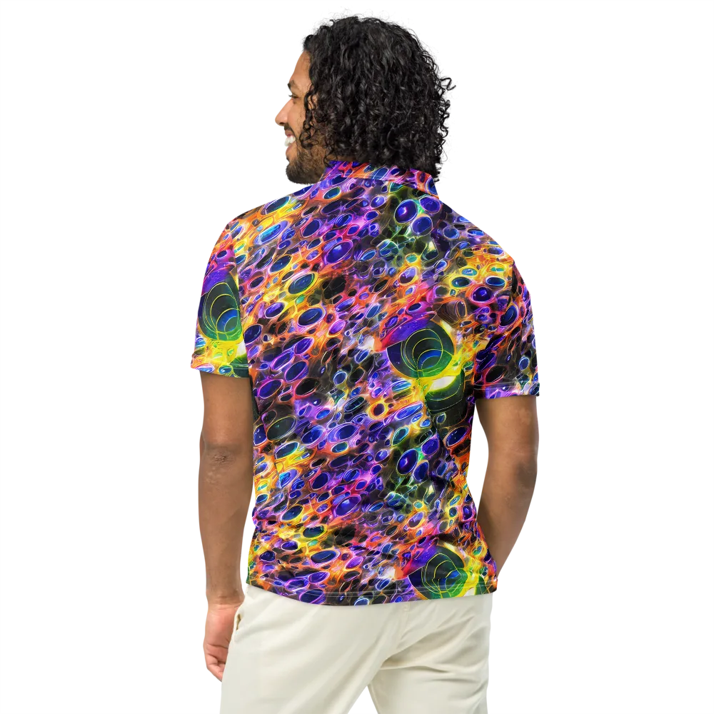 Neon Orbits on Men's Slim Fit Polo Shirt — Back