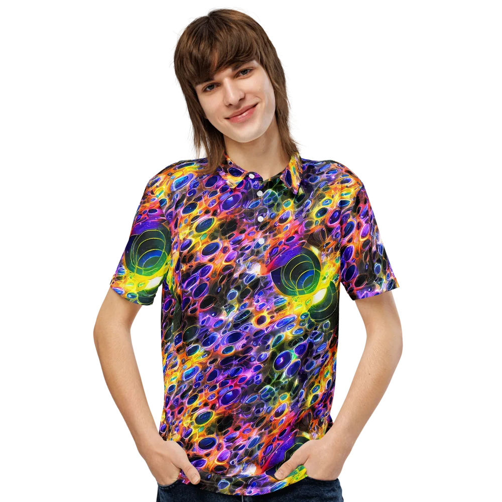 Neon Orbits on Men's Slim Fit Polo Shirt — Front
