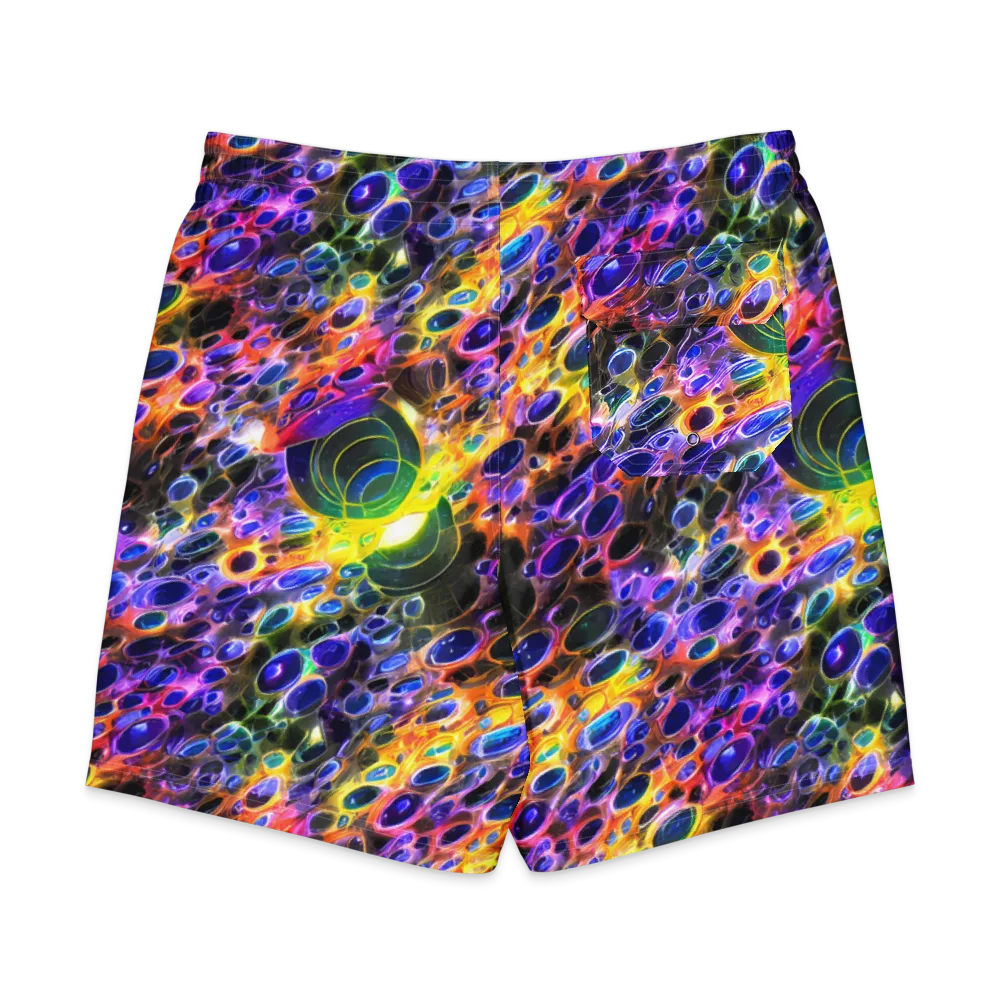 Neon Orbits on Men's Board Shorts — Back