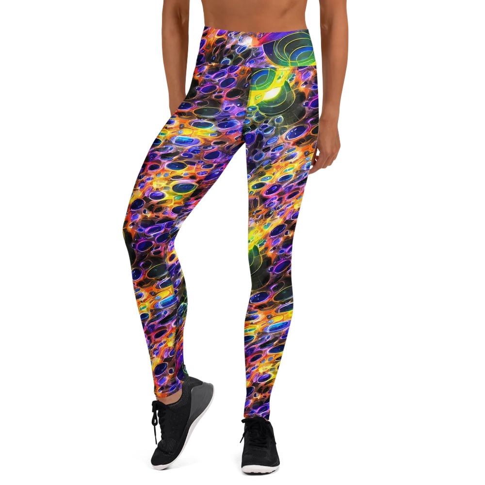 Neon Orbits on Yoga Leggings — Front