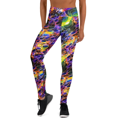 Neon Orbits on a Yoga Leggings