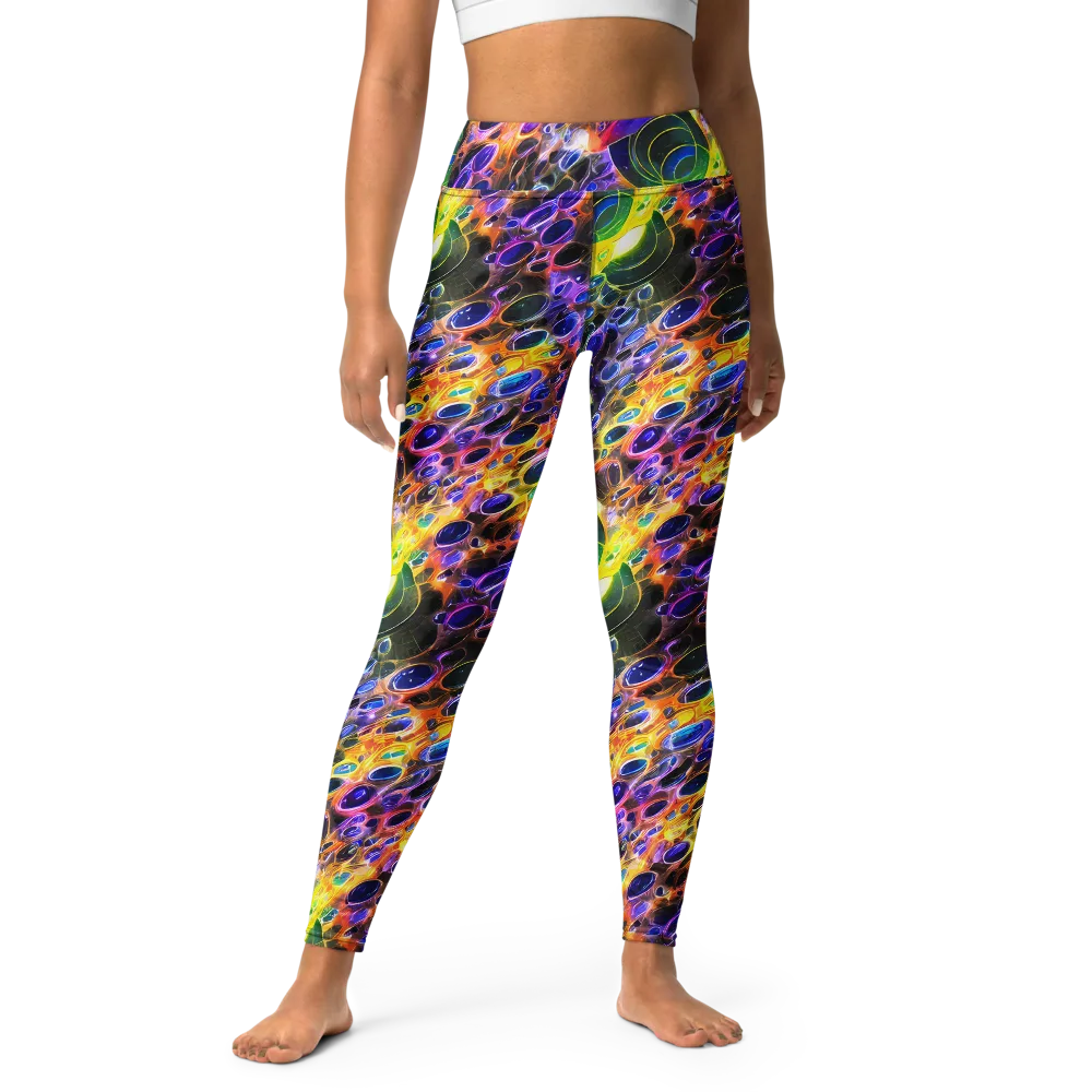 Neon Orbits on Yoga Leggings — Front