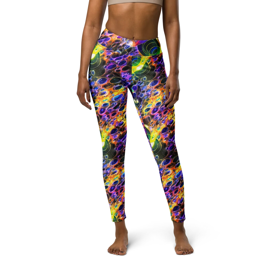 Neon Orbits on Yoga Leggings — Front