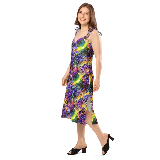 Neon Orbits on a Slip Dress