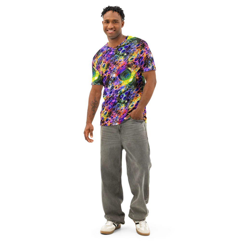 Neon Orbits on Men's Cotton Crew Neck T-Shirt — Front