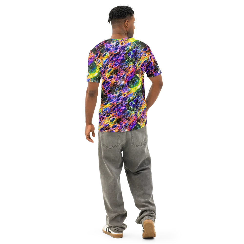 Neon Orbits on Men's Cotton Crew Neck T-Shirt — Back